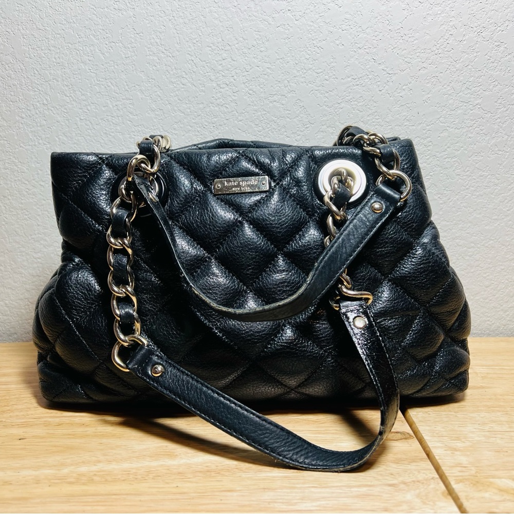 Kate spade new york black quilted leather handbag